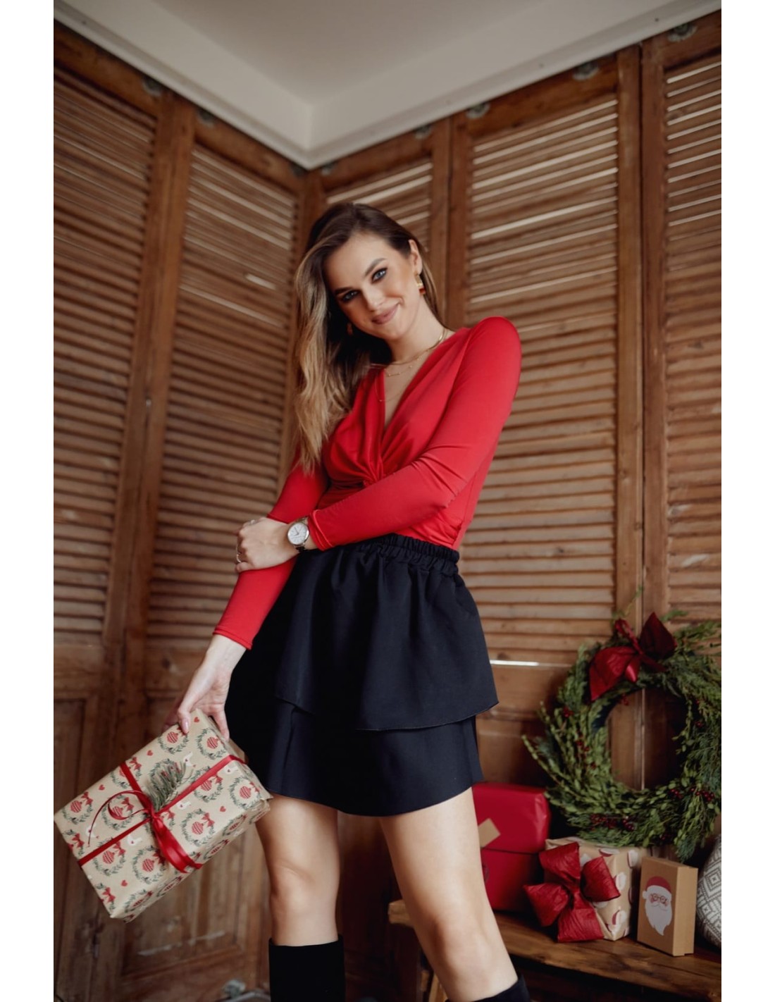 Mini skirt with ruffles, black 900160 - Online store - Boutique